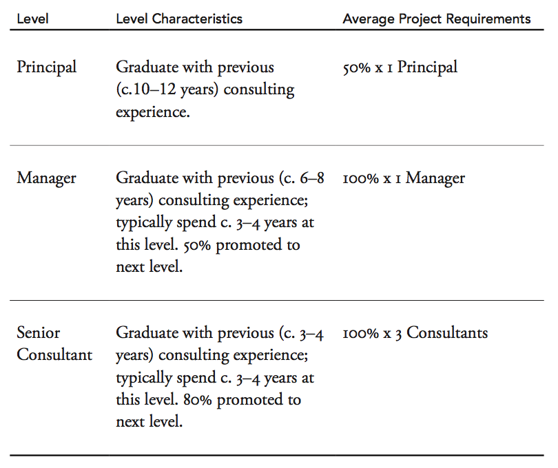 Conjectured staff structure and typical project ‘shape’ 