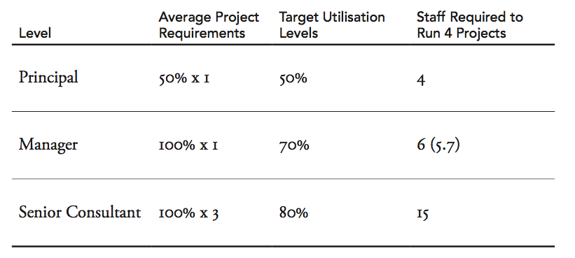 Figure 3 - Indicative staff breakdown (to run four consecutive projects)